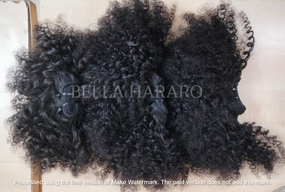 3 Bundles Deal Weft Single Drawn Afro Curly Human Hair In Natural Color (Pack Of 3 Bundles)