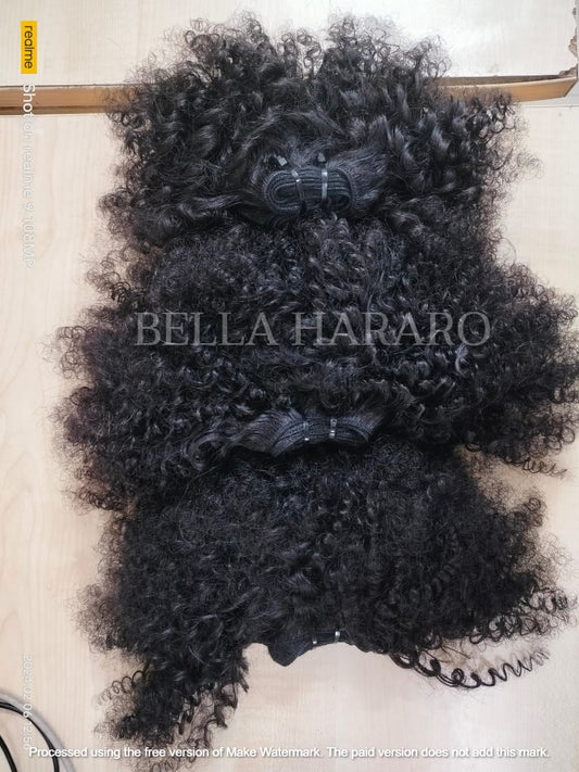 3 Bundles Deal Weft Single Drawn Afro Curly Human Hair In Natural Color (Pack Of 3 Bundles)