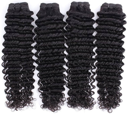 Raw Unprocessed Indian Hair Weft In Deep Curly Texture In Natural Color( Pack Of 1)