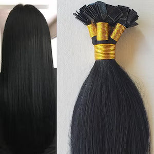 Keratin Flat-Tip Straight Human Hair Extensions