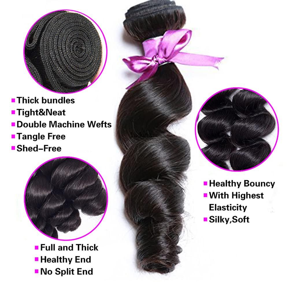 Raw Unprocessed Indian Hair In Loose Wave Texture  Human Hair Extensions(Pack Of 1 Pc)