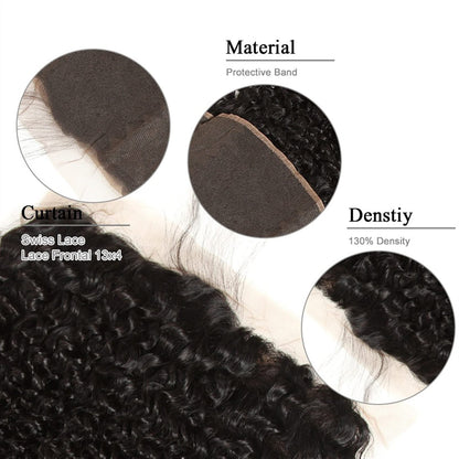 Frontal Kinky Curly Human Hair Extensions (13x6)