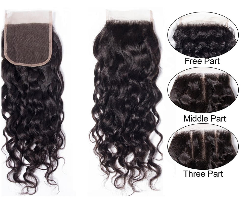 Closure Natural Wave Human Hair Extensions (4x4)