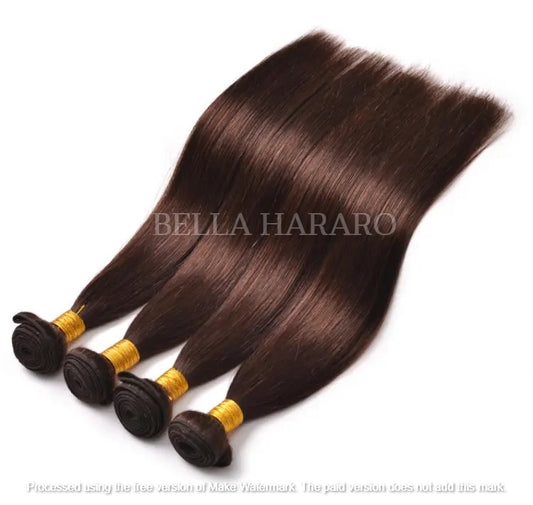 4 Bundle Deal Weft Double Drawn Straight Human Hair In #4 Brown Color (Pack Of 4 Bundles)