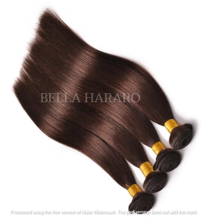 4 Bundle Deal Weft Double Drawn Straight Human Hair In #4 Brown Color (Pack Of 4 Bundles)