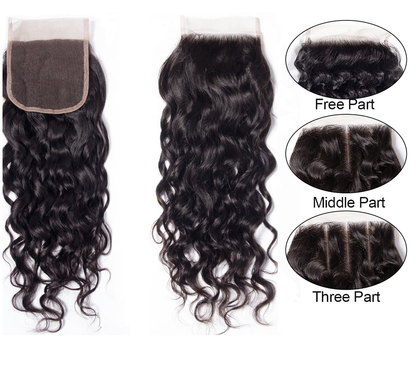 Closure Natural Wave Human Hair Extensions (5x5)