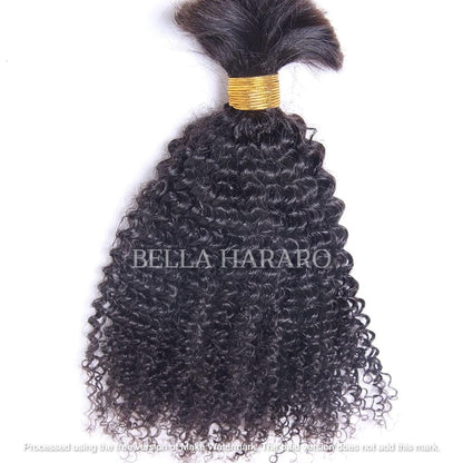 Kinky Curly Raw Unprocessed Temple Bulk Hair In Natural Black Color (Pack Of 1)