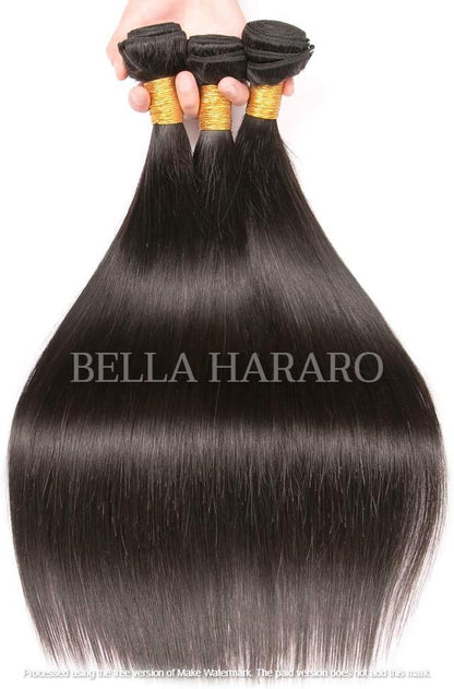 3 Bundle Deal Weft Single Drawn Straight Human Hair In Natural Brown Color (Pack Of 3 Bundle)