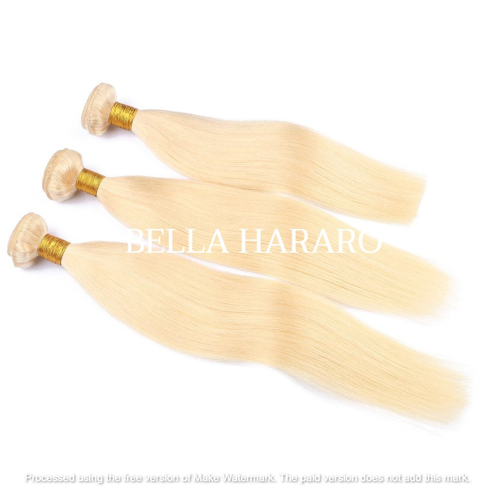 3 Bundle Deal Raw Unprocessed Straight Human Hair In #613 Color (Pack Of 3 Bundles)