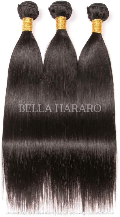 3 Bundle Deal Weft Single Drawn Straight Human Hair In Natural Brown Color (Pack Of 3 Bundle)