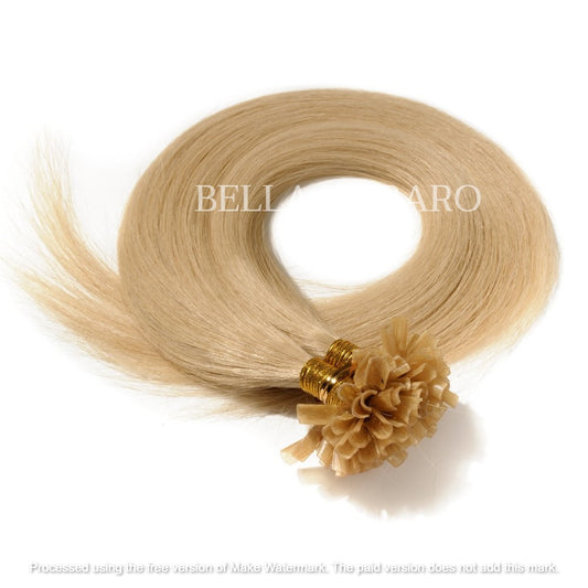 Keratin Fusion Flat Tip Virgin Raw Unprocessed Temple Human Hair Extensions In #24 Golden Blonde Color Pack Of 1