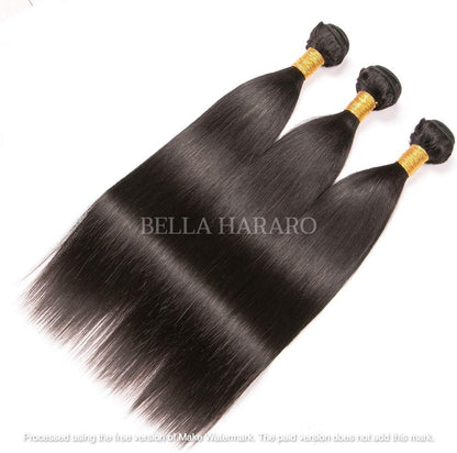 3 Bundle Deal Weft Single Drawn Straight Human Hair In Natural Brown Color (Pack Of 3 Bundle)