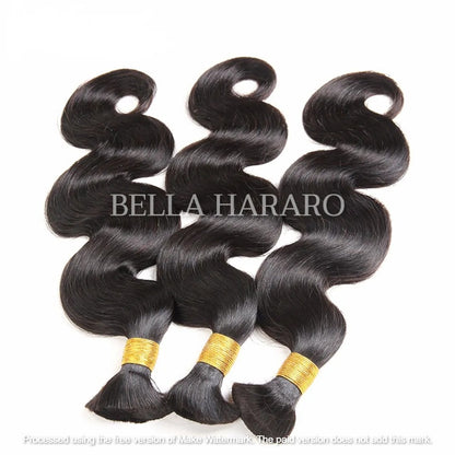 3 Bundle Deal Bulk Single Drawn Bodywave Human Hair In Natural Black Color (Pack Of 3 Bundle)