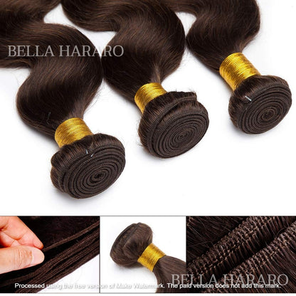 3 Bundle Deal Unprocessed Raw Indian Temple Body Wave Human Hair In #2 Brown Color (Pack Of 3)