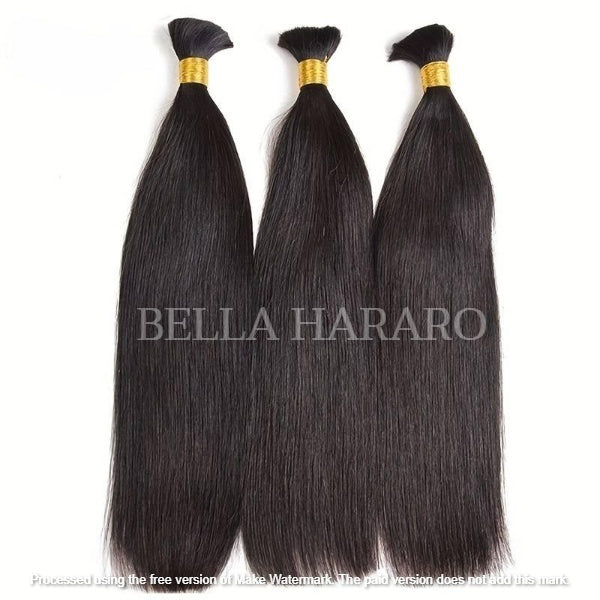 3 Bundle Deal Bulk Double Drawn Straight Human Hair In Natural Black Color (Pack Of 3 Bundle)