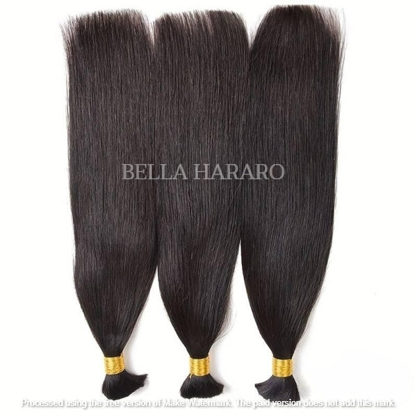 3 Bundle Deal Bulk Double Drawn Straight Human Hair In Natural Black Color (Pack Of 3 Bundle)