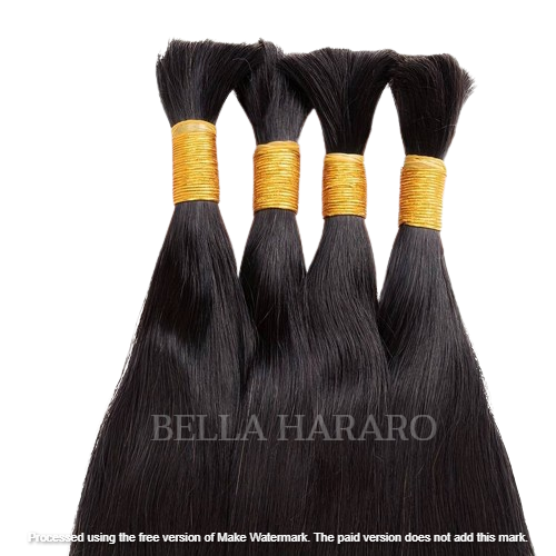 4 Bundle Deal Bulk Single Drawn Straight Human Hair In Natural Black Color (Pack Of 4 Bundle)