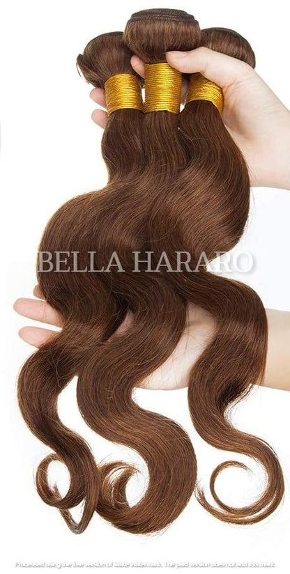 3 Bundle Deal Unprocessed Raw Indian Temple Body Wave Human Hair In #4 Brown Color (Pack Of 3)