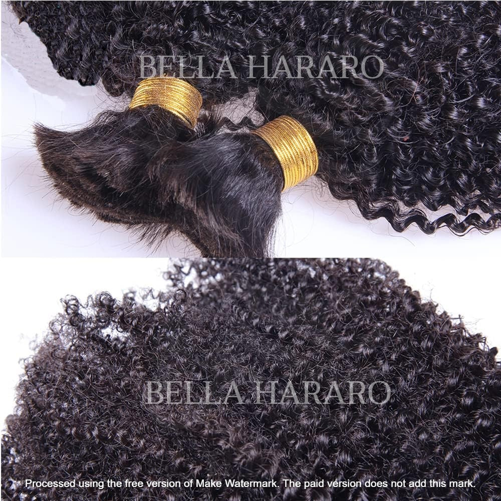 3 Bundles Deal Raw Unprocessed Temple Kinky Curly Bulk Hair In Natural Black Color (Pack Of 3)