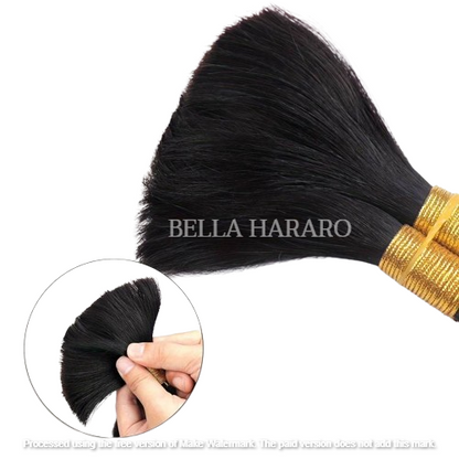 Bulk Unprocessed Raw Single Drawn Straight Indian Human Hair In Natural Black Color (Pack Of 2 Bundles)