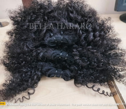 3 Bundles Deal Weft Single Drawn Afro Curly Human Hair In Natural Color (Pack Of 3 Bundles)