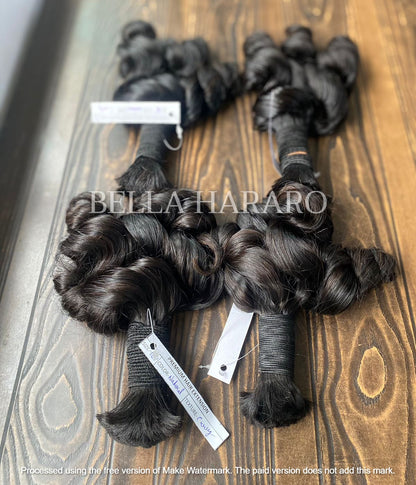 4 Bundle Deal Bulk Single Drawn Deep Curly Human Hair In Natural Black Color (Pack Of 4 Bundle)