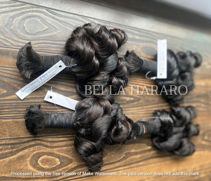 4 Bundle Deal Bulk Single Drawn Deep Curly Human Hair In Natural Black Color (Pack Of 4 Bundle)