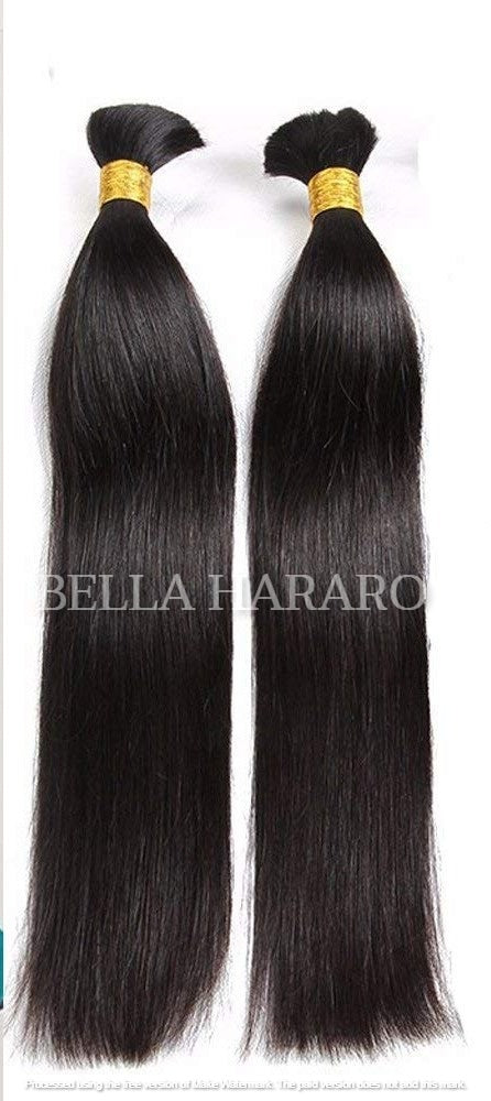 2 Bundles Deal Raw Unprocessed Temple Straight Bulk Hair In Natural Black Color (Pack Of 2)