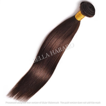 Straight Double Drawn Human Hair In #4 Brown Color (Pack Of 1 Bundle)