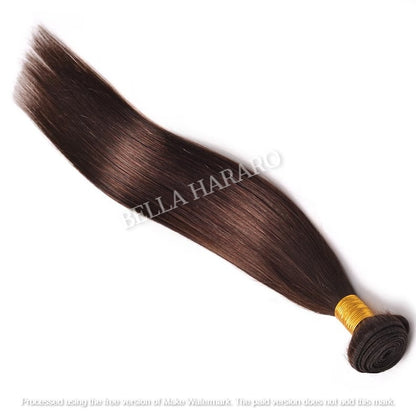 Straight Double Drawn Human Hair In #4 Brown Color (Pack Of 1 Bundle)