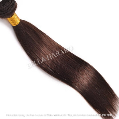 Straight Double Drawn Human Hair In #4 Brown Color (Pack Of 1 Bundle)