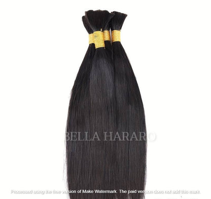 4 Bundle Deal Bulk Single Drawn Straight Human Hair In Natural Black Color (Pack Of 4 Bundle)