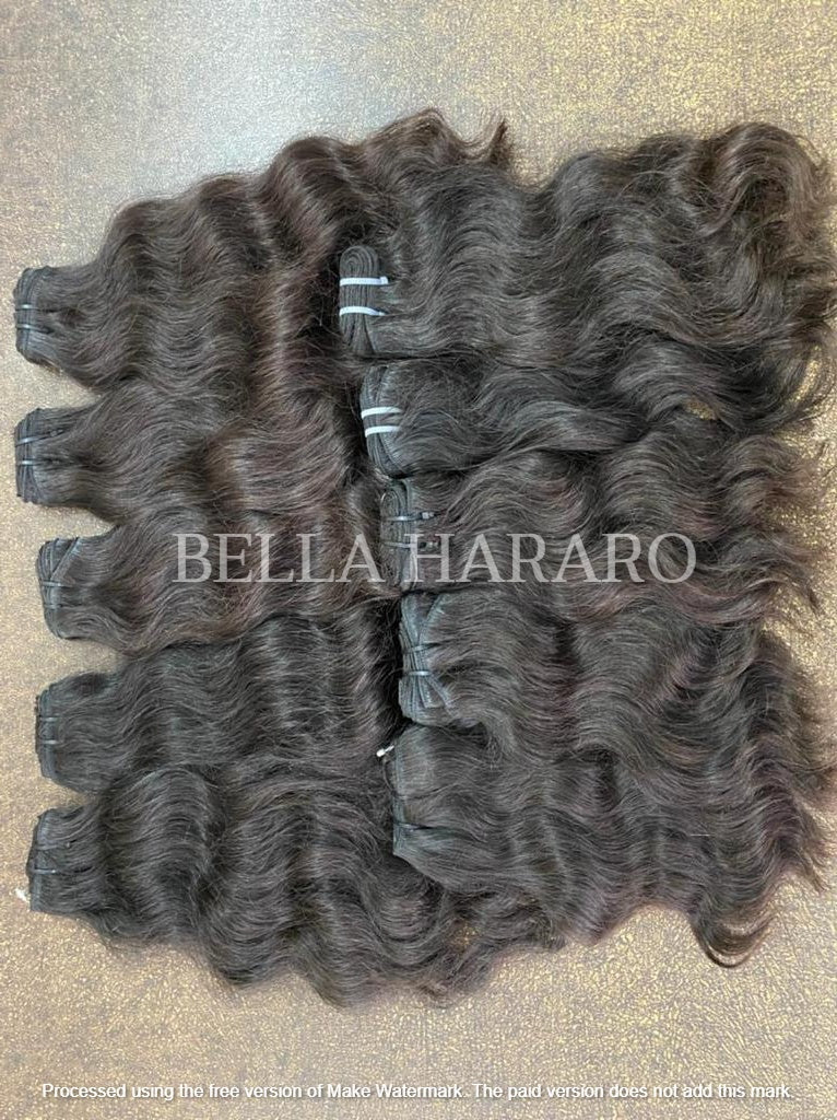 10 Bundle Deal Weft Double Drawn Raw Wavy Human Hair In Natural Black Color (Pack Of 10 Bundles)