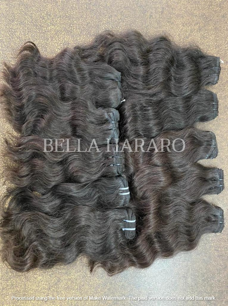 10 Bundle Deal Weft Double Drawn Raw Wavy Human Hair In Natural Black Color (Pack Of 10 Bundles)