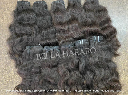 10 Bundle Deal Weft Double Drawn Raw Wavy Human Hair In Natural Black Color (Pack Of 10 Bundles)