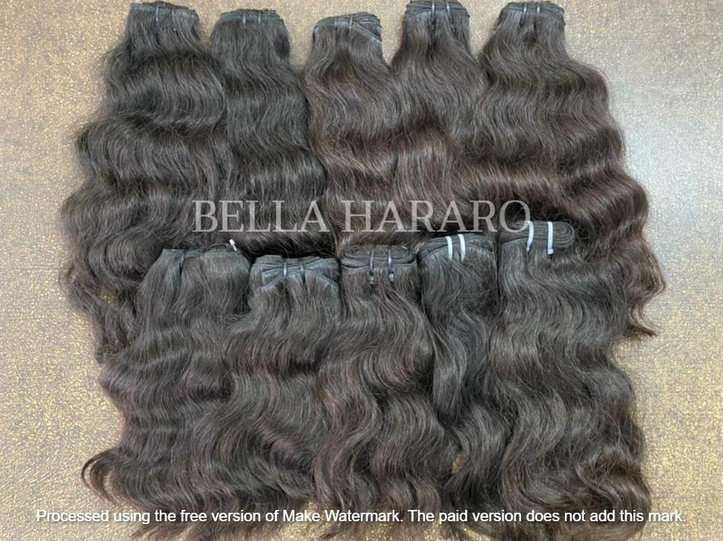 10 Bundle Deal Weft Double Drawn Raw Wavy Human Hair In Natural Black Color (Pack Of 10 Bundles)