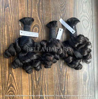 3 Bundle Deal Bulk Single Drawn Deep Curly Human Hair In Natural Black Color (Pack Of 3 Bundle)