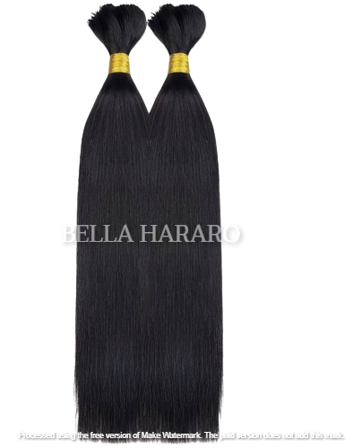 Bulk Unprocessed Raw Single Drawn Straight Indian Human Hair In Natural Black Color (Pack Of 2 Bundles)