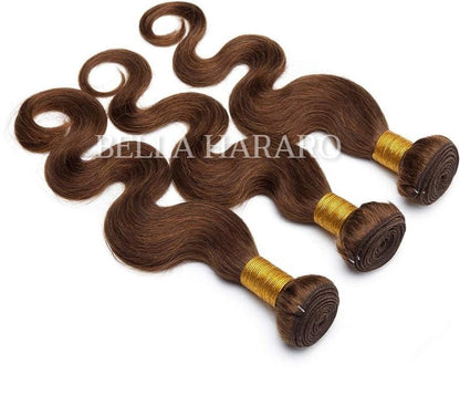 3 Bundle Deal Unprocessed Raw Indian Temple Body Wave Human Hair In #4 Brown Color (Pack Of 3)