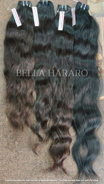 4 Bundle Deal Weft Single Drawn Wavy Human Hair In Natural Black Color (Pack Of 4 Bundles)