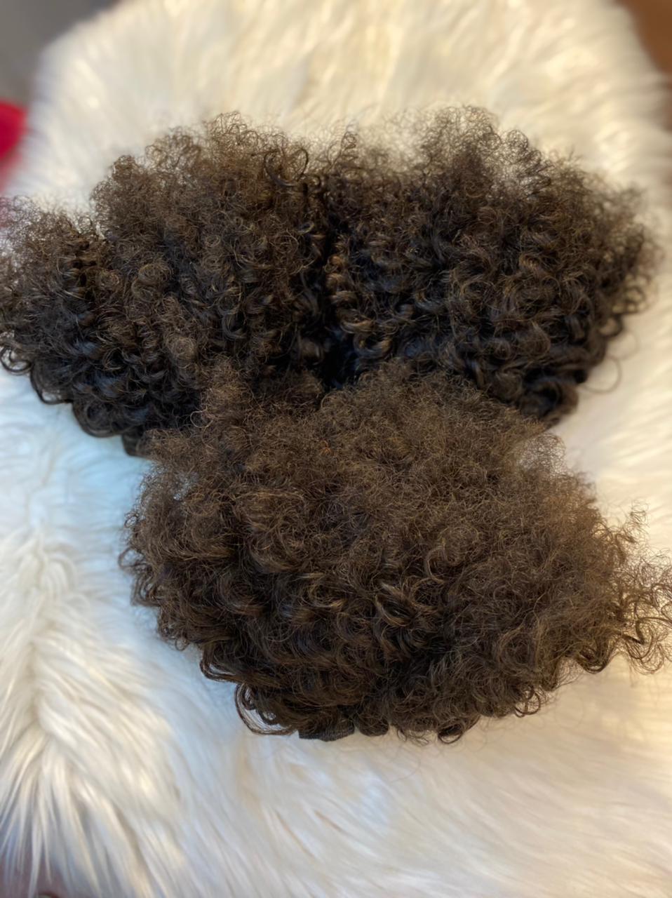 3 Bundle Deal Unprocessed Temple Afro Curly Hair In Natural Color (Pack Of 3)