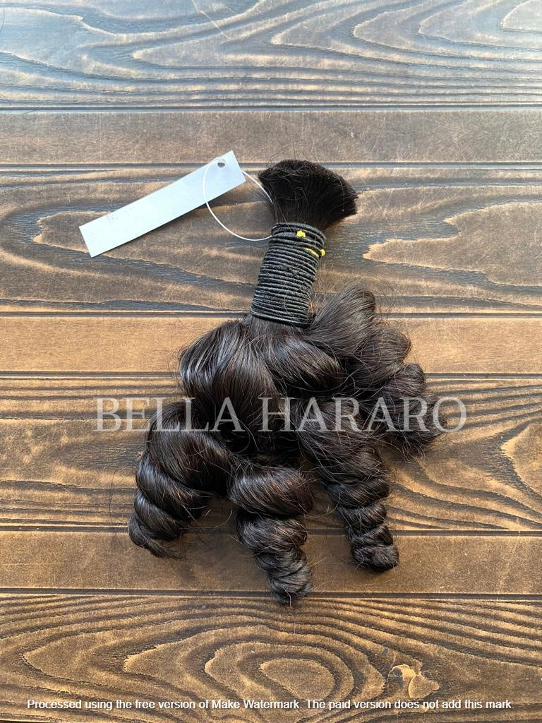 3 Bundles Deal Raw Unprocessed Temple Bulk Hair In Natural Color In Deep Curly Texture (Pack Of 3 Bundles)