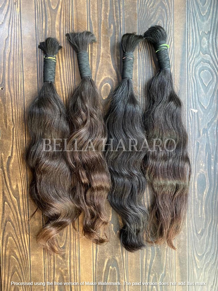 3 Bundles Deal Raw Unprocessed Temple Natural Wavy Bulk Hair In Natural Brown Color (Pack Of 3)