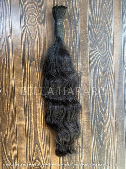 3 Bundles Deal Raw Unprocessed Temple Natural Wavy Bulk Hair In Natural Brown Color (Pack Of 3)