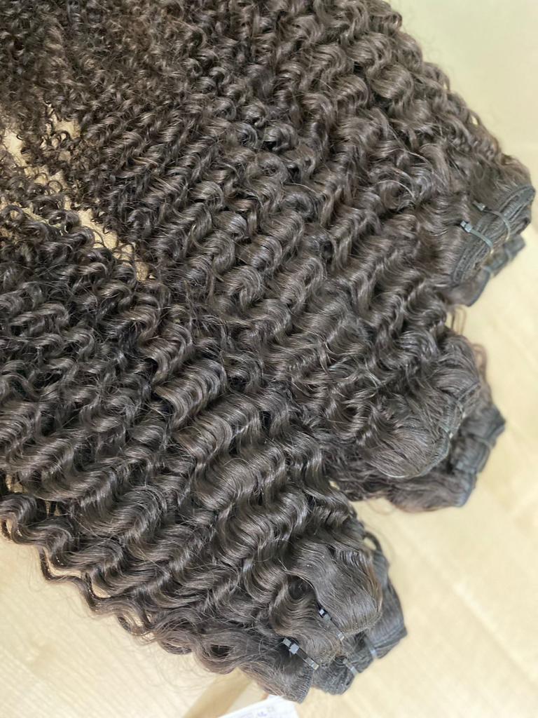 3 Bundle Deal Unprocessed Temple Kinky Curly Hair In Natural Color (Pack Of 3)