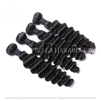 4 Bundle Deal Weft Single Drawn Deep Wave Human Hair In Natural Color (Pack Of 4 Bundle)