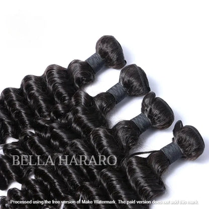 4 Bundle Deal Weft Single Drawn Deep Wave Human Hair In Natural Color (Pack Of 4 Bundle)