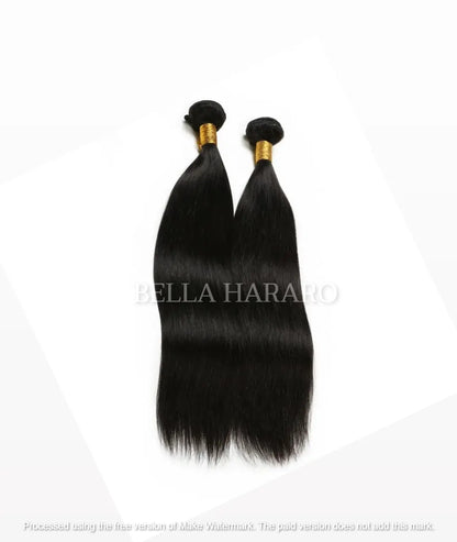 Raw Unprocessed Indian Weft Single Drawn Straight Human Hair In Natural Color (Pack Of 2 Bundles)