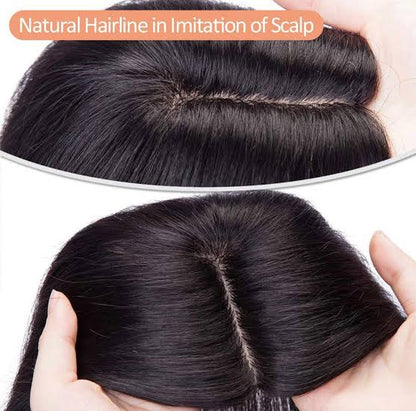 Silk Base Hair Toppers Invisible Seamless Mini Volumizer 2Clips in Hair Extension With Thinning Natural Hair Hairpieces