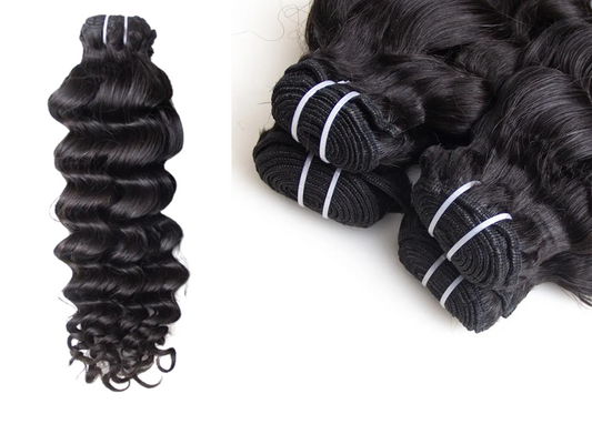 1 Bundle Deal Weft Single Drawn Deep Wave Human Hair In Natural Black Color (Pack Of 1 Bundle)